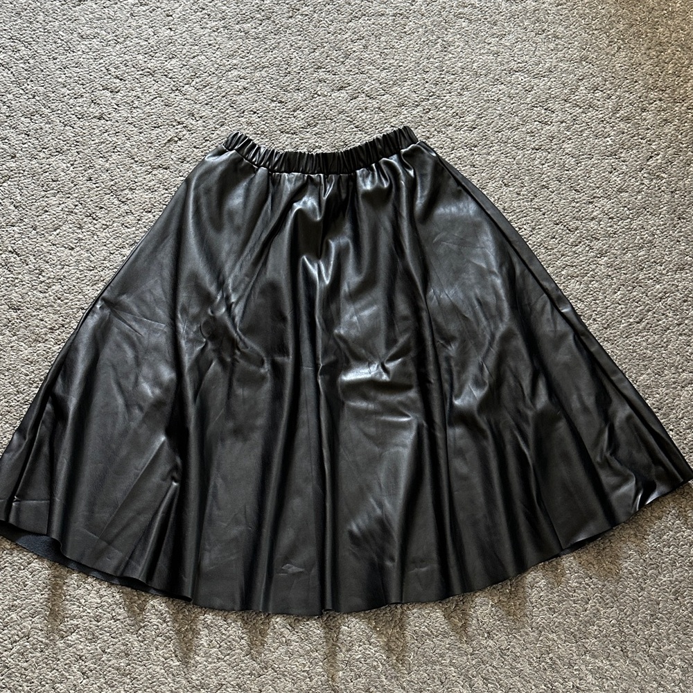 Shein Faux Leather Midi Skirt Black